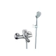 Ducha Exterior De Bronce Con Volante Palito Con Telefono, Flexible Y Soporte