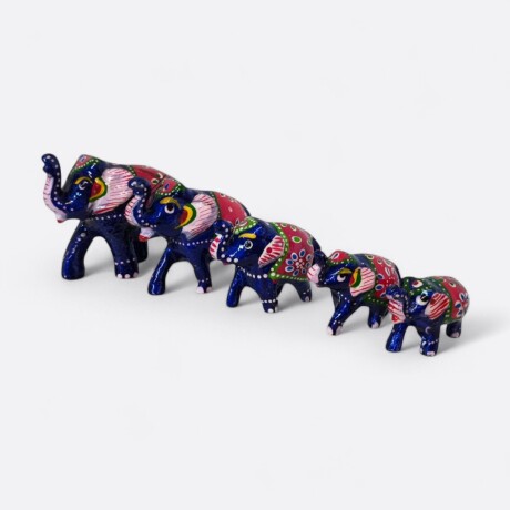 Familia De Elefantes x5 Azul