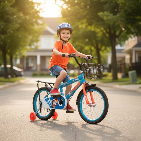 Bicicleta Infantil XMZ Rodado16 Canasto Parrilla Guardabarro Verde 1