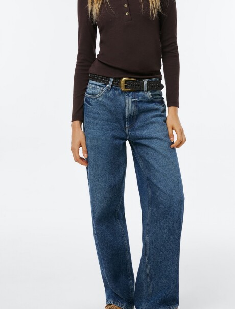 PANTALÓN WIDE LEG CINTURA MEDIA AZUL