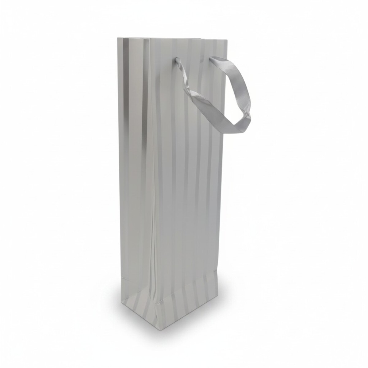 Bolsa de Papel Para Botella con Diseño a Rayas - Blanco con Plateado 