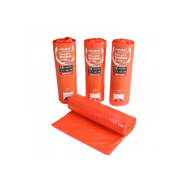 BOLSAS PARA RESIDUOS SOLUBOL EN ROLLO 70X105 CM. NARANJA NEGRO