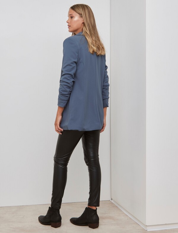 Blazer Crepe Manga Fruncida AZUL