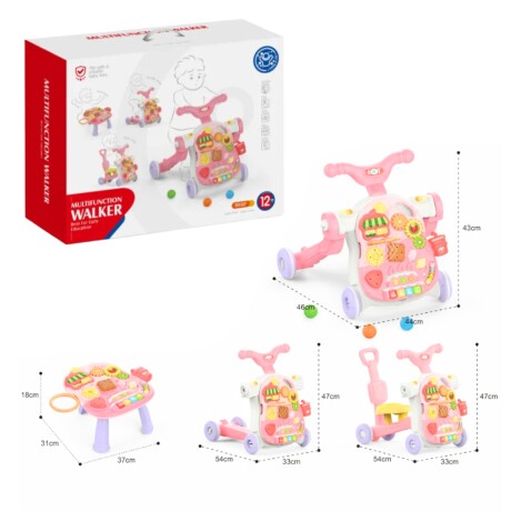 Caminador Monopatín Huanger 4 en 1 Buggy Mesa de Juegos ROSA