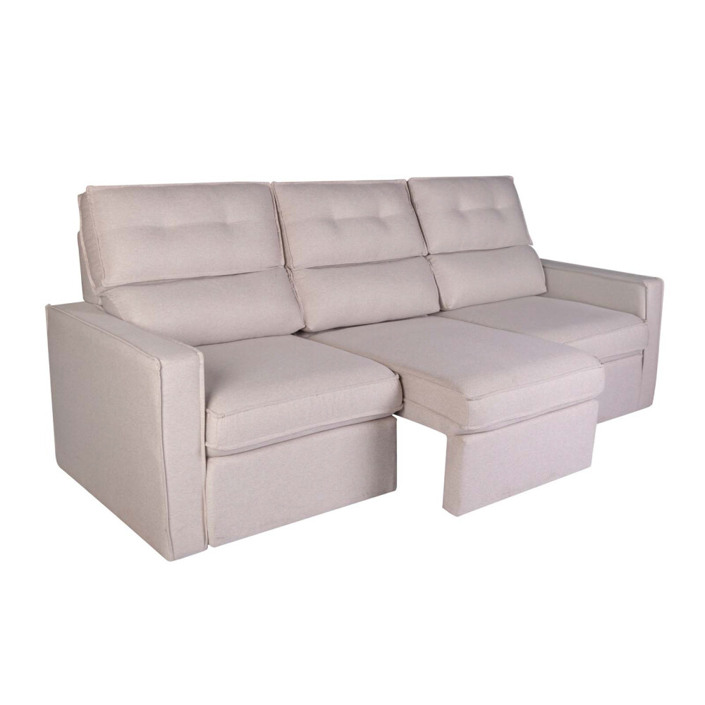 SOFA RETRACTIL 3 CUERPOS TELA NATURAL-BEIGE AMBAR BEIGE