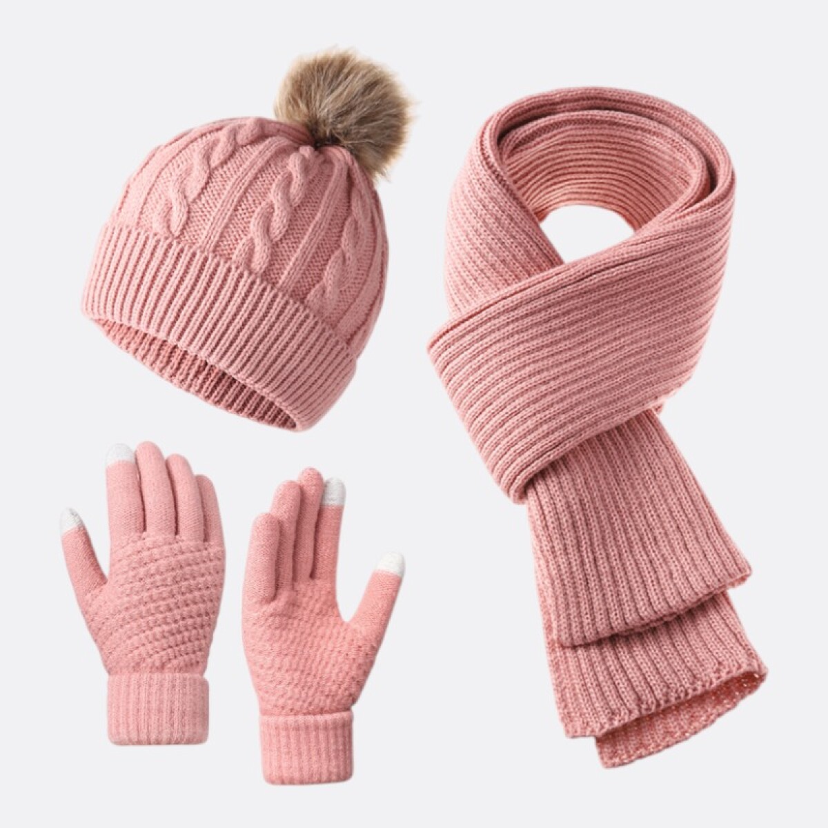 Set Abrigo Essential Winter Tres Piezas Adulto - Rosa 