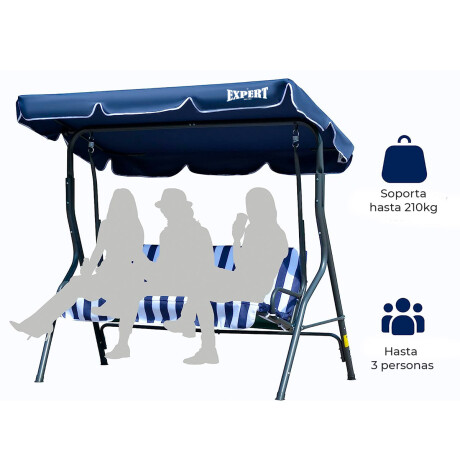 Hamaca De Jardín Exterior Con Toldo Para 3 Personas + 2 Almohadones Beige