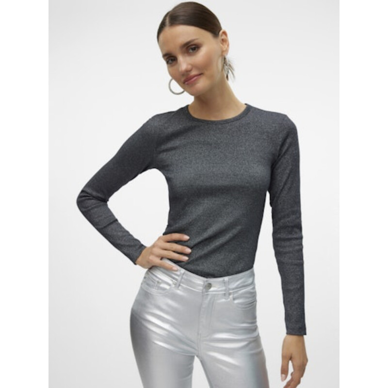 VMCHLOE LS LUREX SHORT TOP JRS CORE-20 1 Black/Detail SILVER L