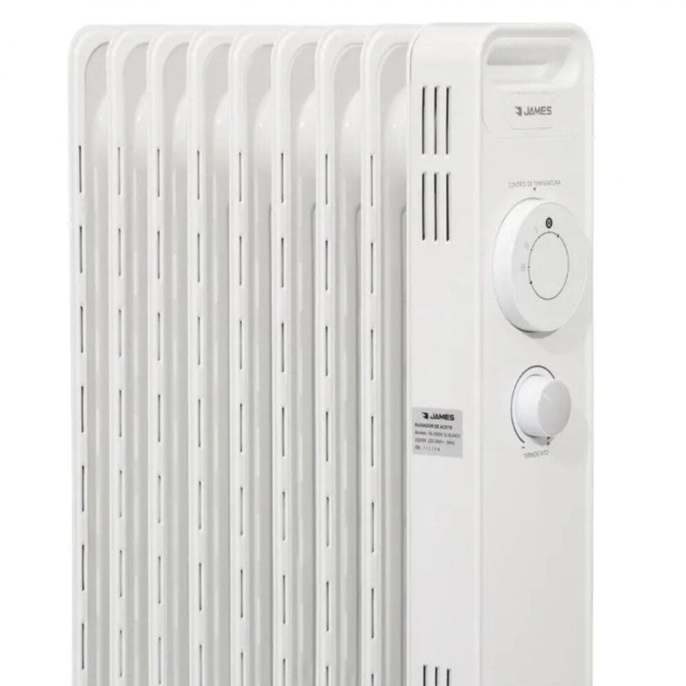 Radiador de Aceite JAMES - 9 Elementos 2000 W Color Blanco Blanco