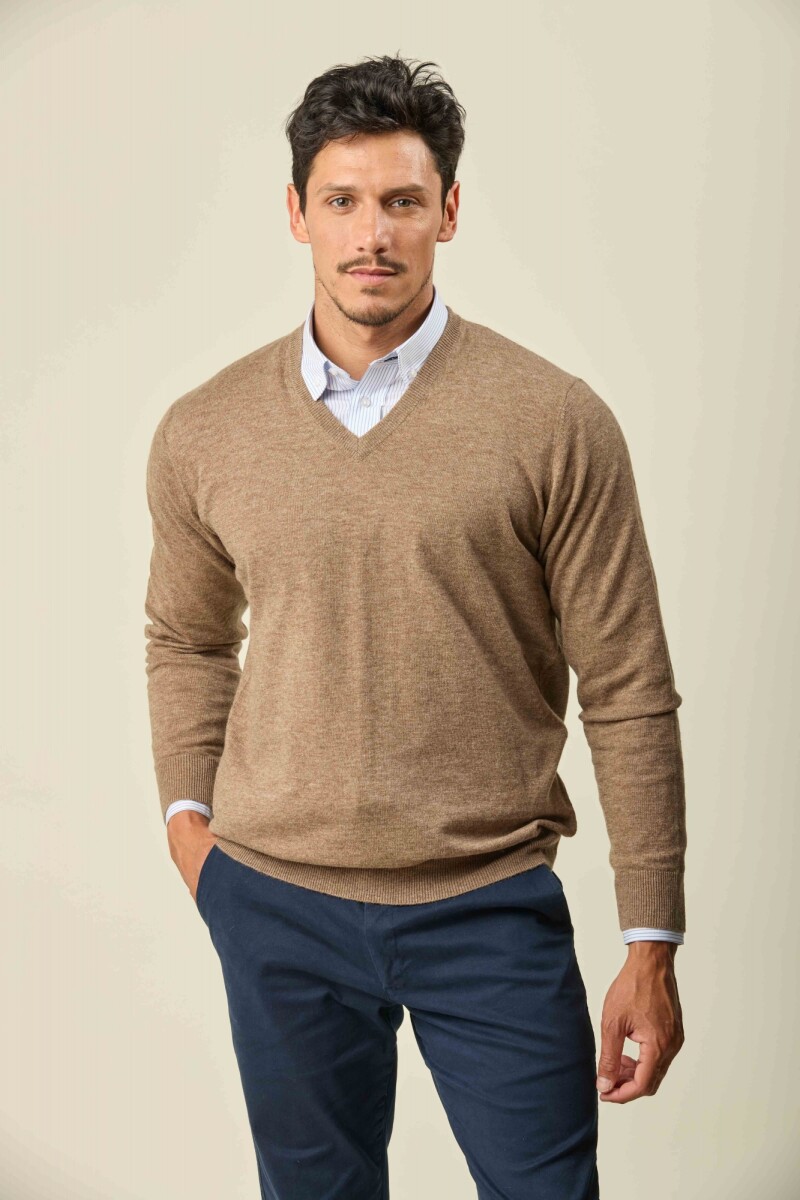 Buzo Lambswool Escote V - Vison 