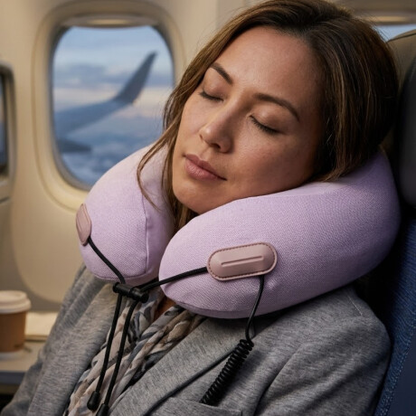 Almohada de viaje con memoria y ajustable Lila