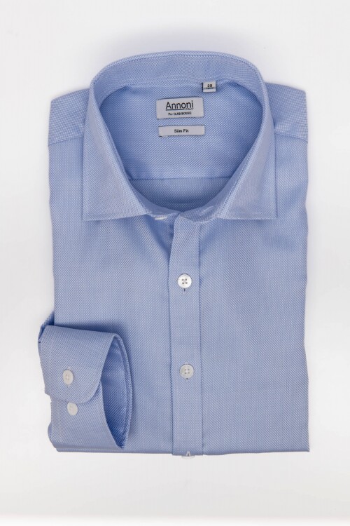 Camisa Annoni Royal Oxford Short Collar Celeste
