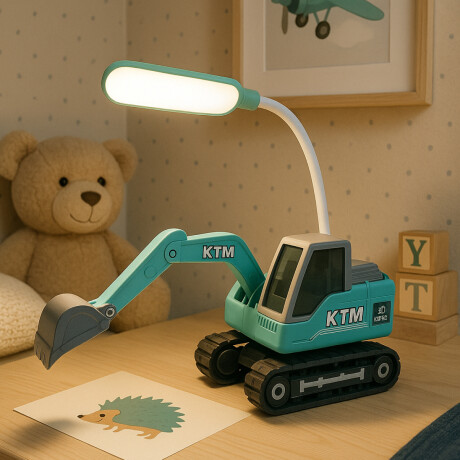 Mini Excavadora LED Recargable con Luz – USB Azul