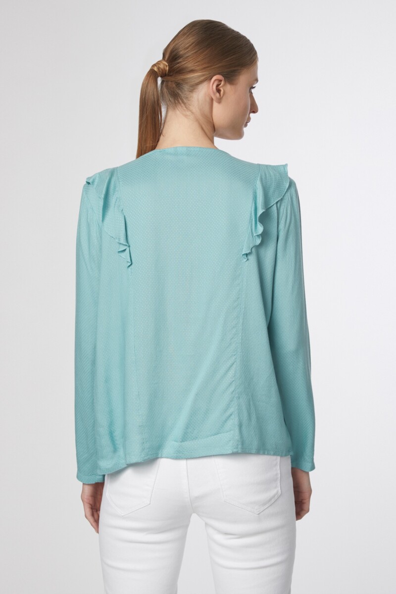Blusa con volados verde pastel