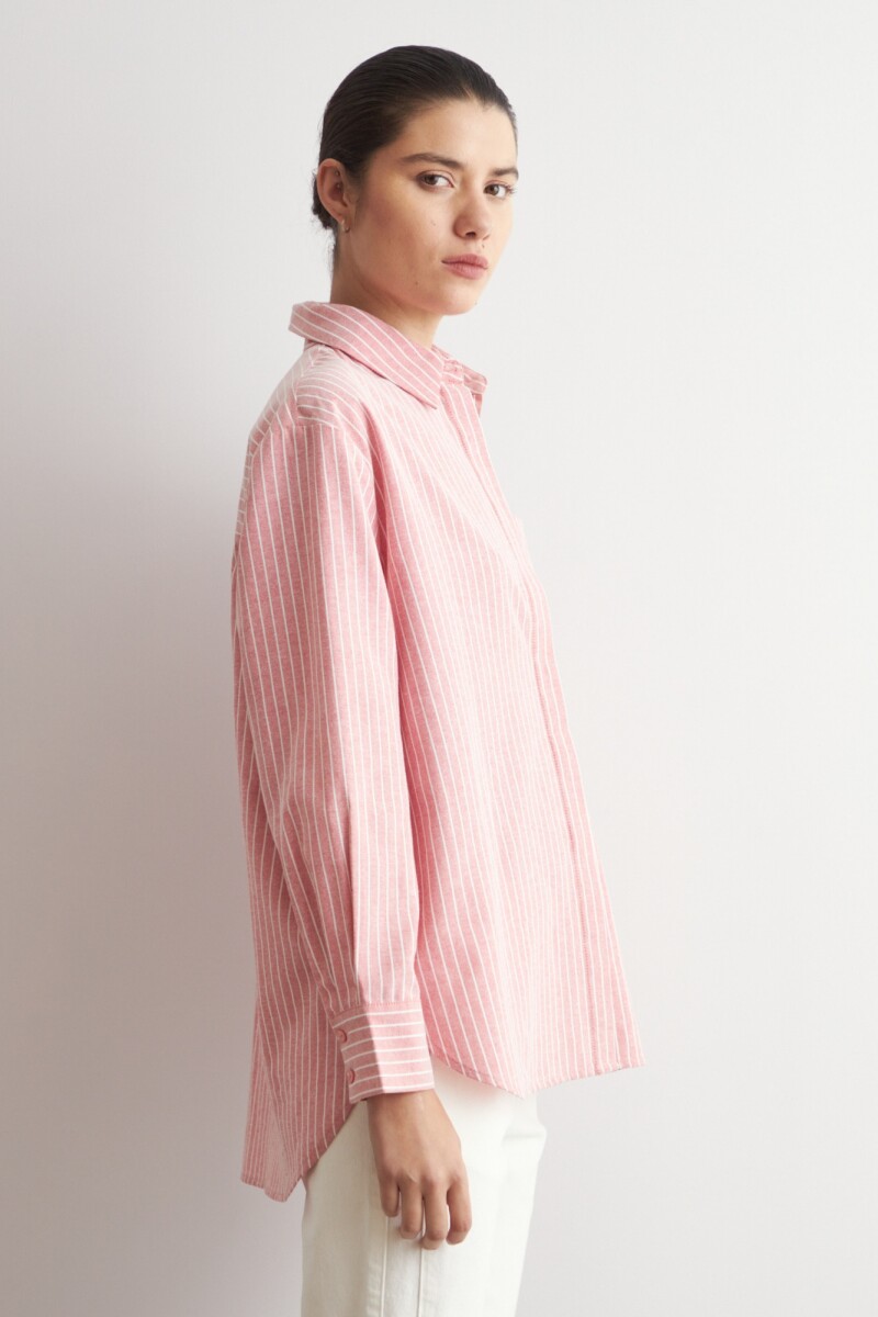 Camisa rayada oversized rojo melange