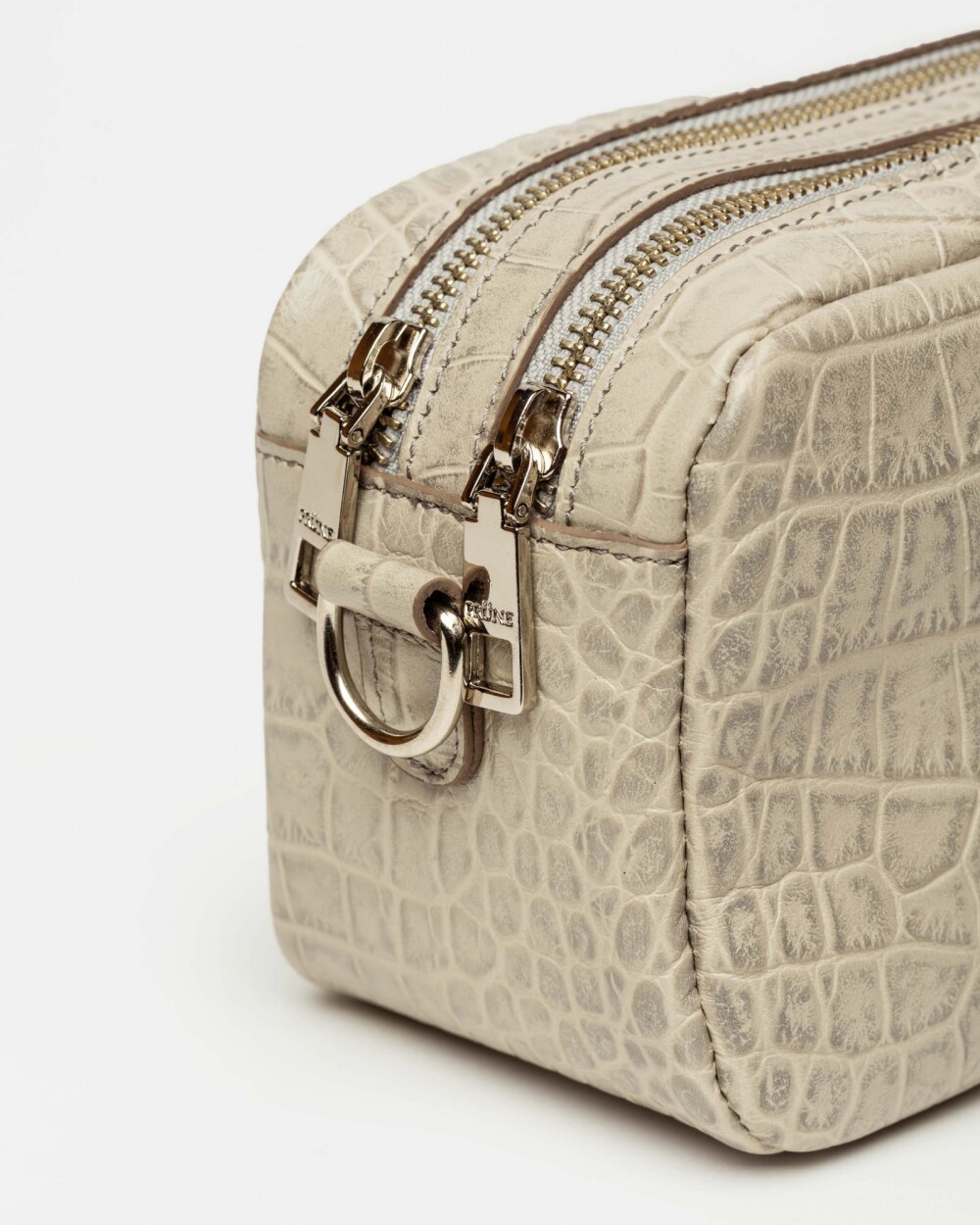 Bandolera New Eterial en Cuero Croco Shine Taupe