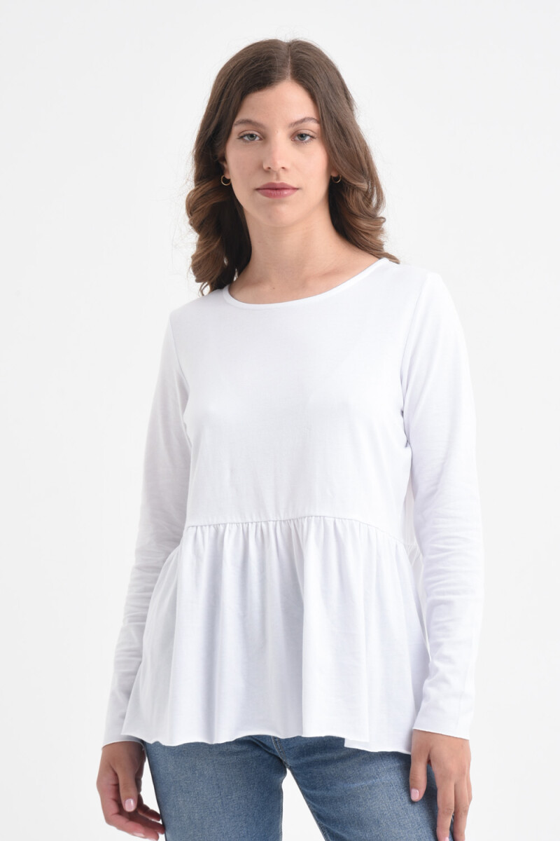 Camiseta manga larga peplum - Blanco 