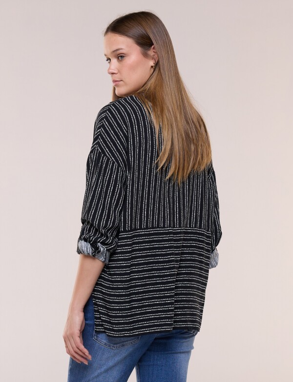 Camisa Lineas NEGRO/BLANCO