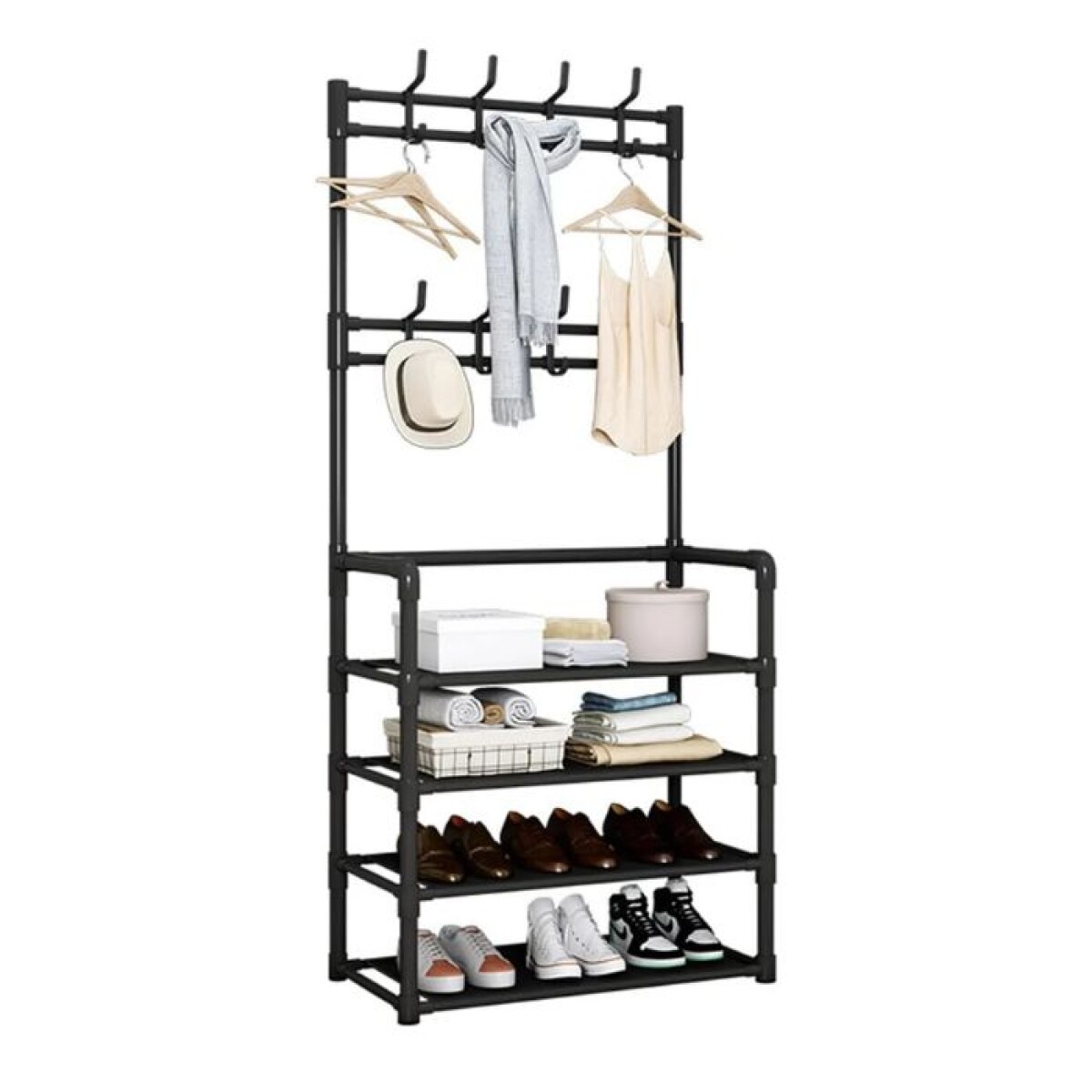Zapatera Perchero Organizador Rack Multifuncional con 4 Estantes 
