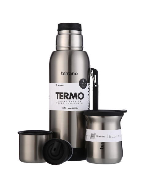 Kit Termo 1LT Con Base De Silicona + Mate de Acero Tradicional Acero