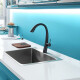 GRIFO COCINA MESADA MONOCOMANDO NEGRO MATE LINEA LISBOA NEGRO