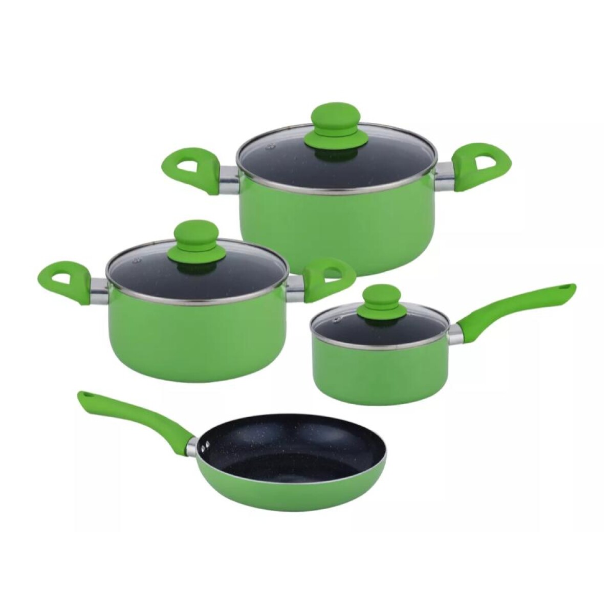 Set Batería De Cocina CUORI 7 Piezas Acero Antiadherente - Verde 
