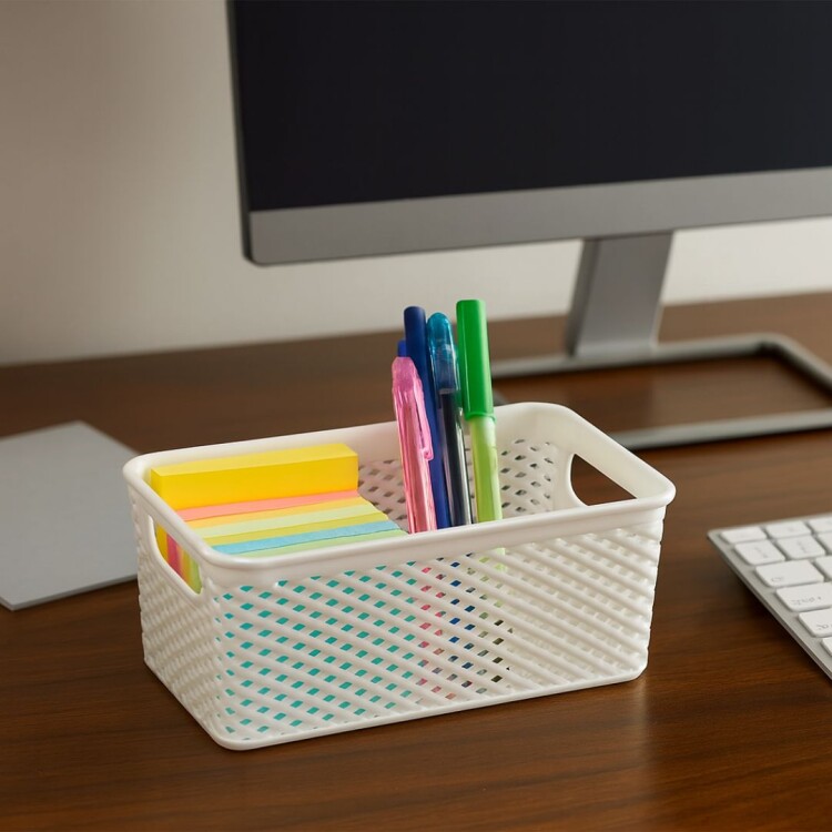 CANASTO ORGANIZADOR RECTANGULAR 20X9X8CM Blanco