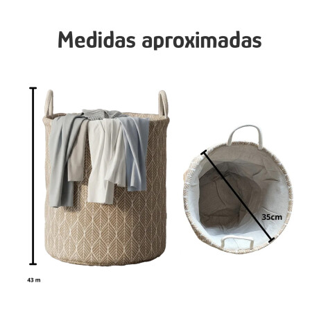 Cesto Canasto Redondo para Ropa Lavandería Beige