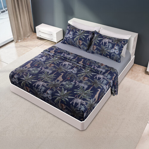 JUEGO DE SABANAS ANIMALS PREWASHED DIGITAL PRINT QUEEN