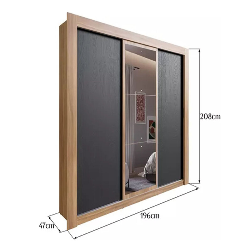 Juego de Dormitorio Premium Ropero + Comoda + Mesas Nogal/Grafito Juego De Dormitorio Premium Ropero + Comoda + Mesas Nogal/grafito