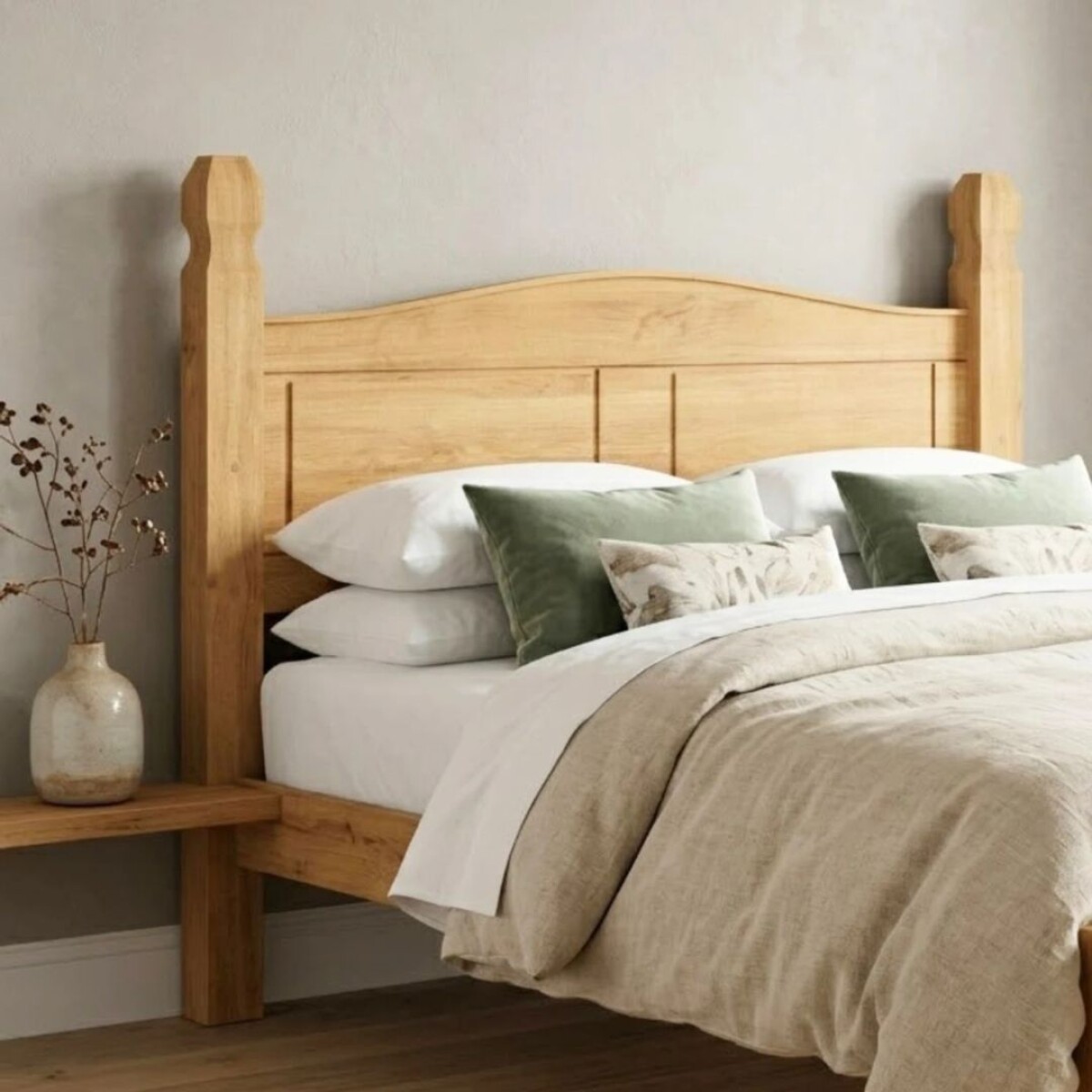 Respaldo Queen Madera Maciza 160cm - Linea Mexicana - Natural 