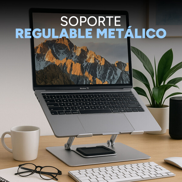 Soporte Regulable Giratorio Notebook Acero 360° Base 26x21cm Color Gris