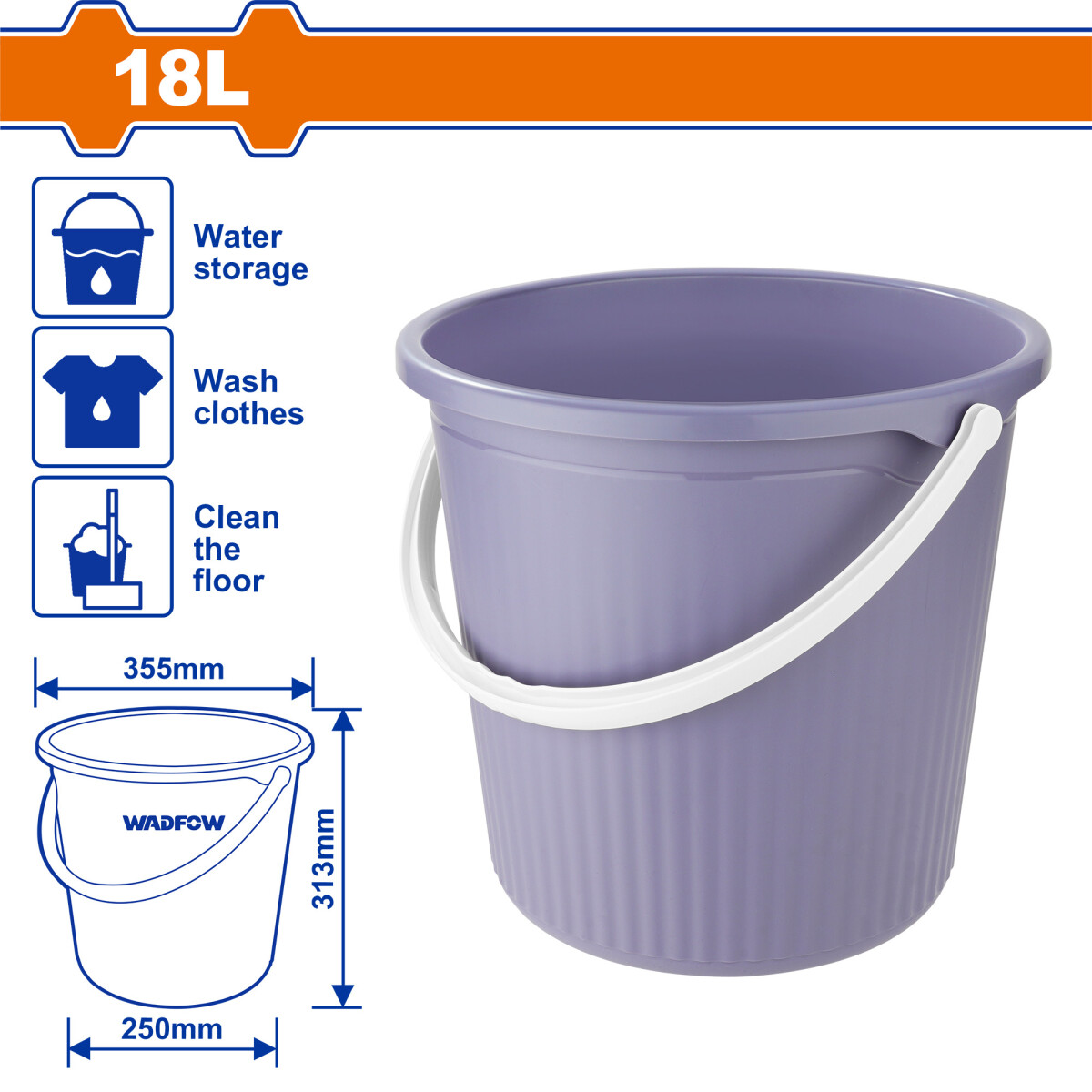 BALDE PLASTICO 18LT WADFOW WBU1318 