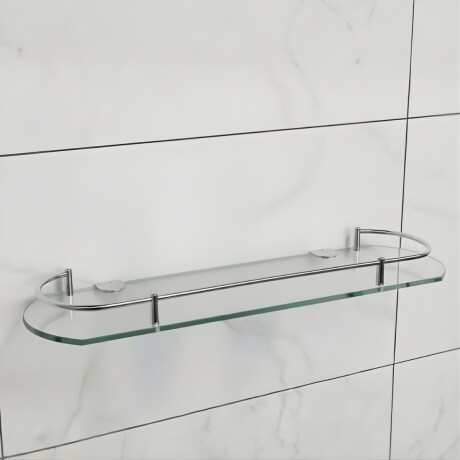 Estante de vidrio con baranda cromada TRANSPARENTE