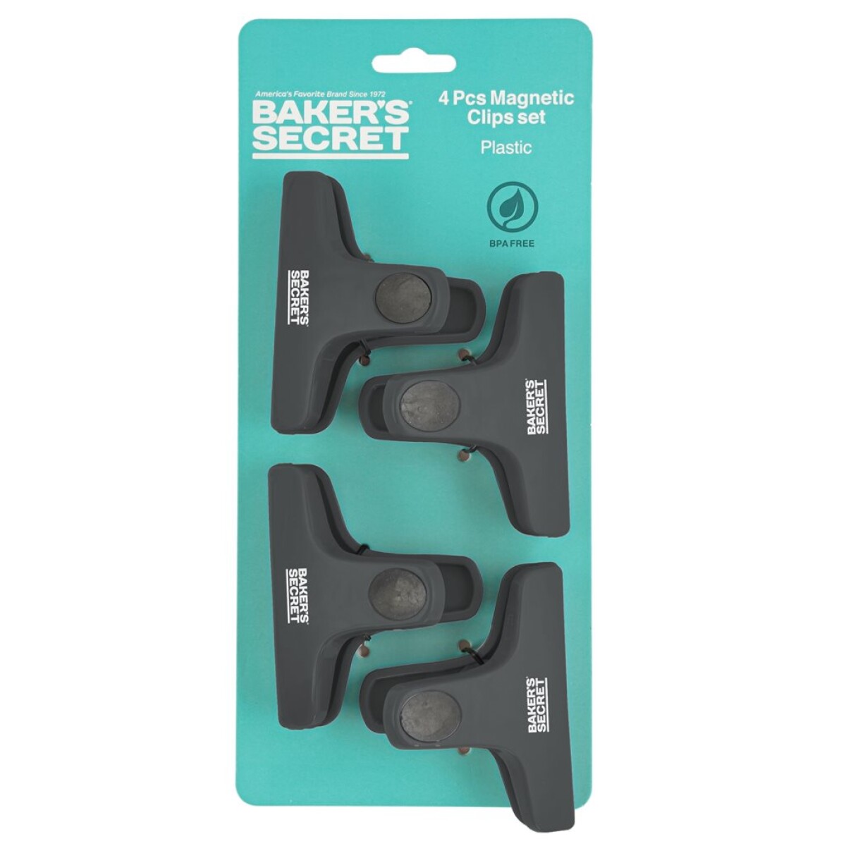 SET 4 CLIPS PLASTICO C/IMAN GRIS/ROJO