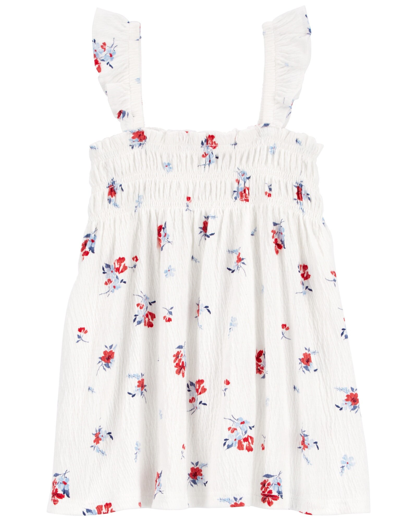 Musculosa de jersey arrugado, con canesú fruncido y diseño floral Sin color