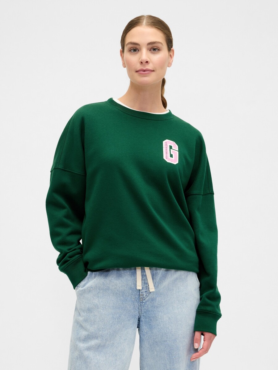 Buzo Deportivo Logo Gap Oversized Mujer - Evergreen Glamour 