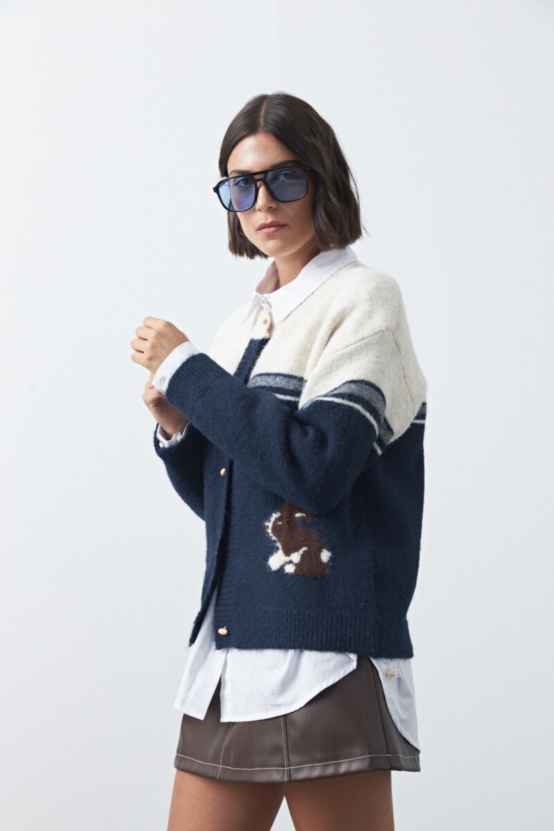 CARDIGAN RABBIT Azul Marino