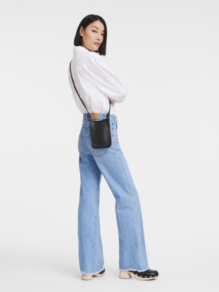Longchamp -Cartera de cuero, Le foulonné Negro