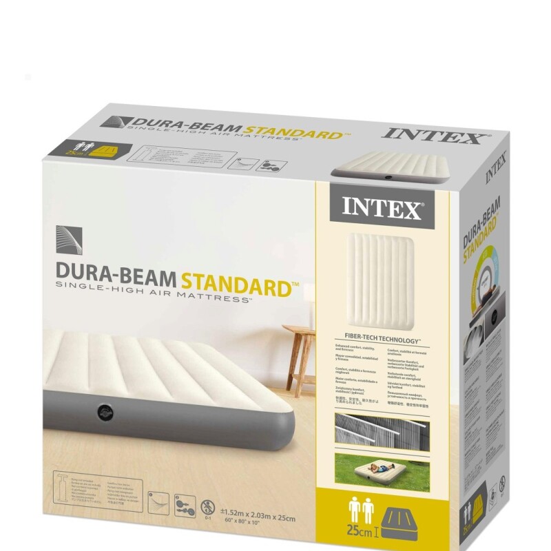 INTEX COLCHON DURA-BEAM SINGLE HIGH VALVULA 2EN1 2 PLAZAS QUEEN Intex Colchon Dura-beam Single High Valvula 2en1 2 Plazas Queen