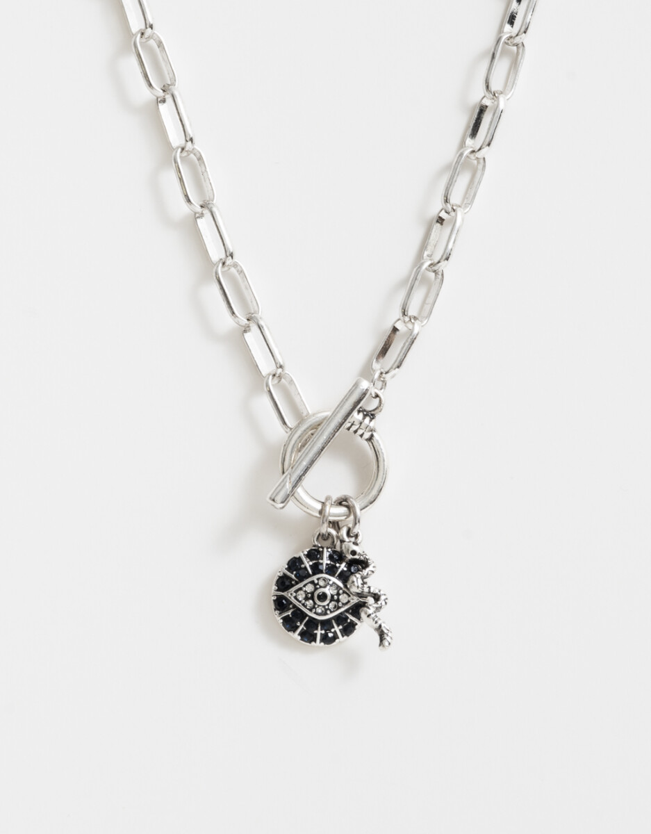 Collar Corto Cubic Bañado En Plata 