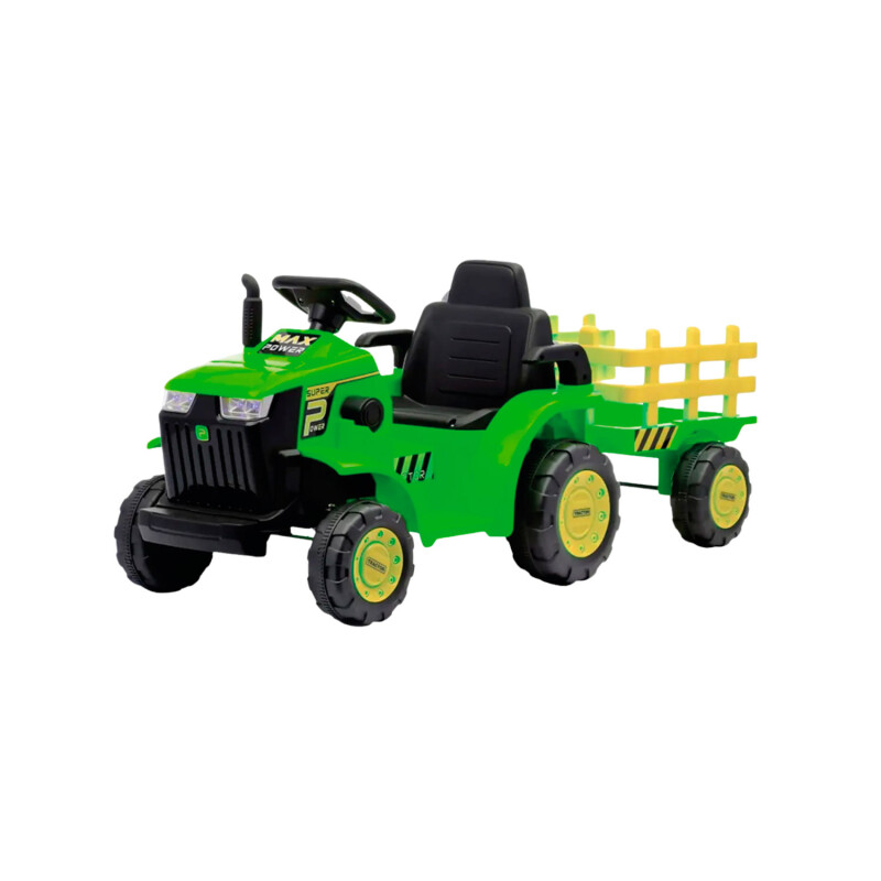 Tractor con Remolque Lumax a Batería con luces y sonido mp3 Verde