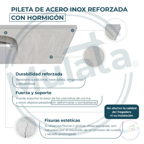 Pileta Central de Acero Inoxidable y base en Hormigón 100 x 53 x 14 cm Pileta Central de Acero Inoxidable y base en Hormigón 100 x 53 x 14 cm