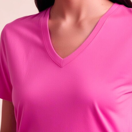 Remera escote v dama Rosa