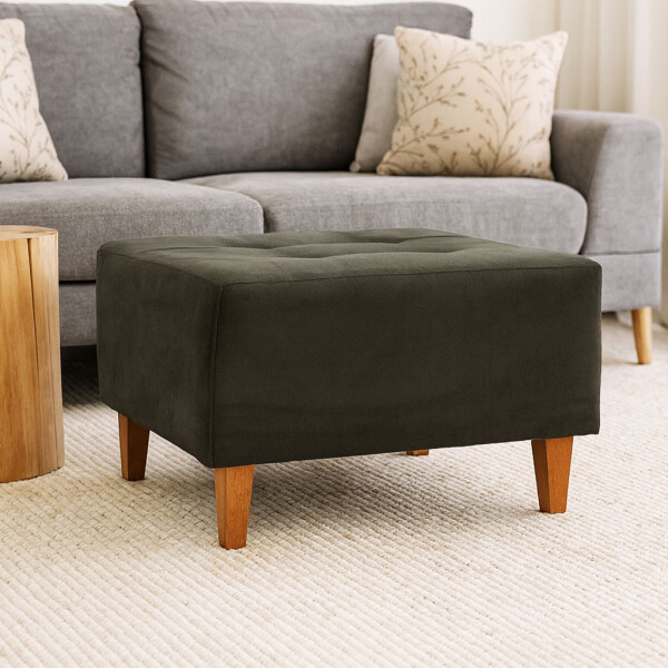 Puff tela y patas de madera Marrón