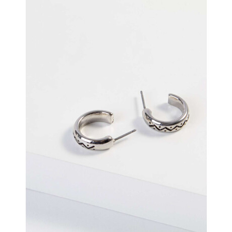 Argollas Con Textura Plateado Rodio