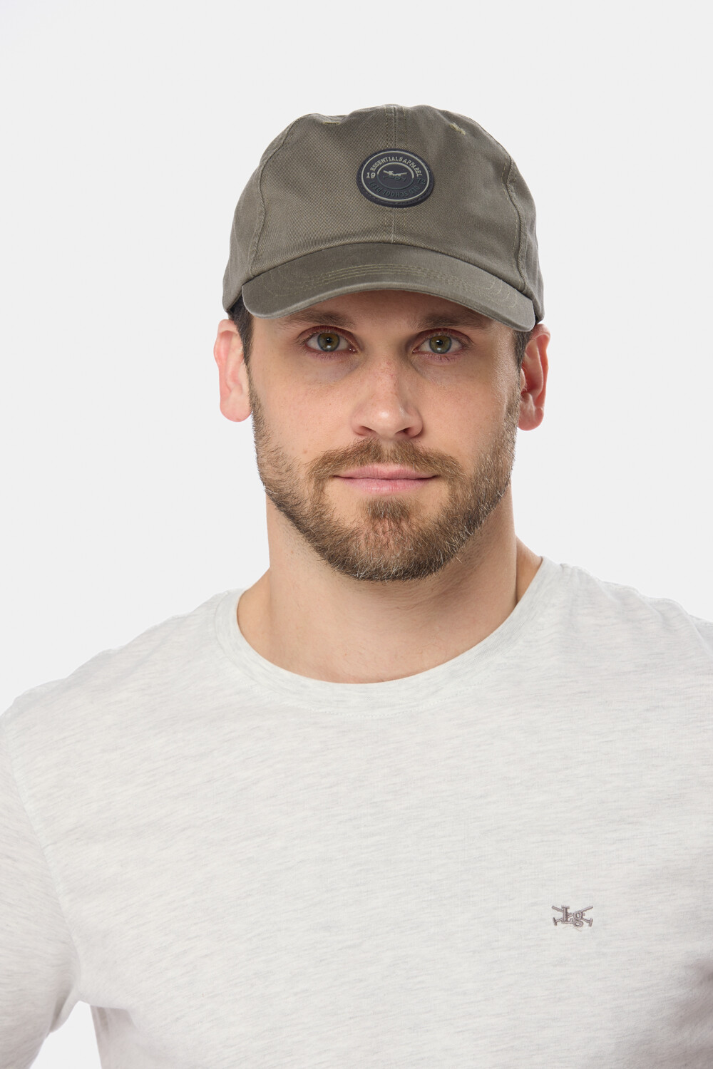 GORRO VISER DE LONA CON PARCHE DE GOMA Verde