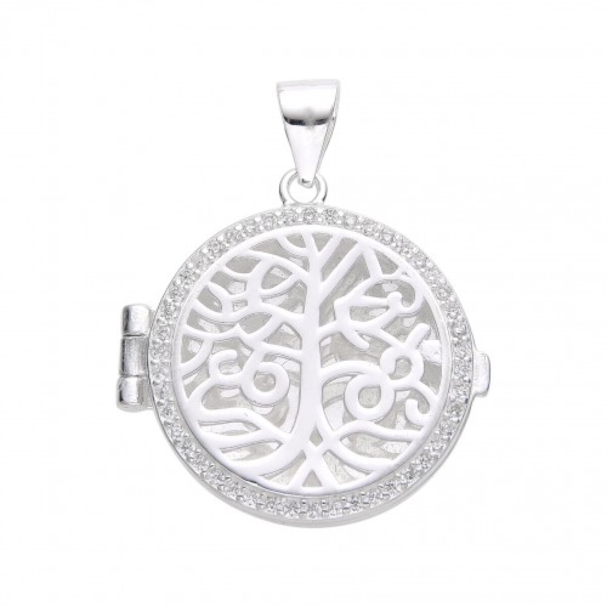 Relicario de plata 925 con circonias, ÁRBOL DE LA VIDA. 
