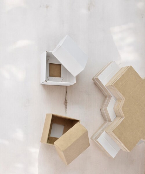 Pack x 50 - caja eco 01 4x4x2,5 cm REVERSIBLE BLANCO - MADERA