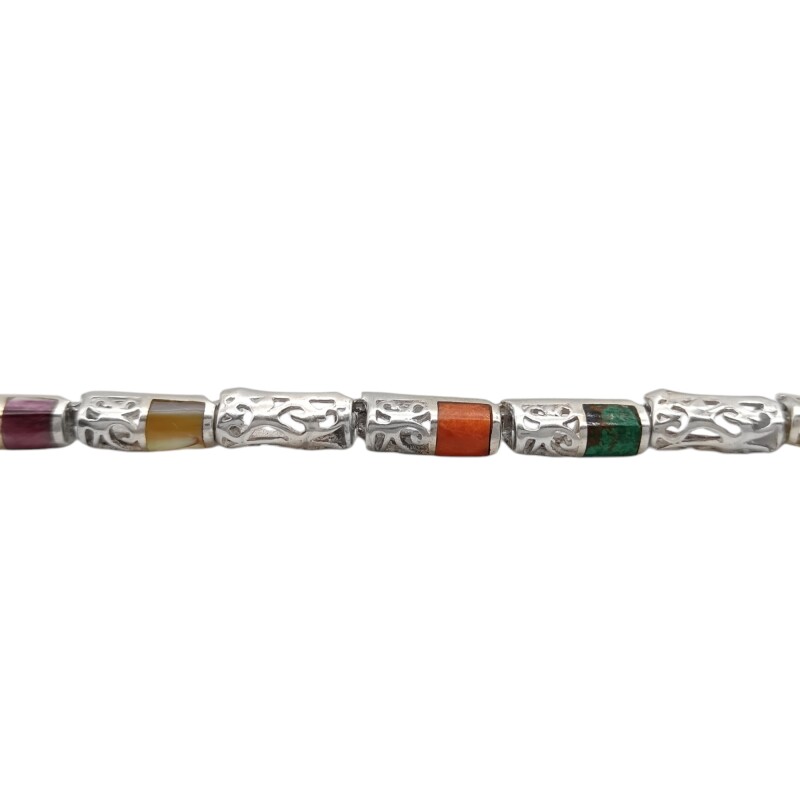 Pulsera calada-Plata peruana 950-Piedras varias-PU3012 conpiedra